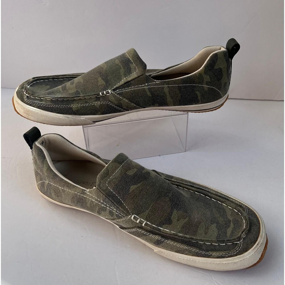 Margaritaville Barbados Men’s 12 Camo Canvas Slip On Boat Shoes Casual